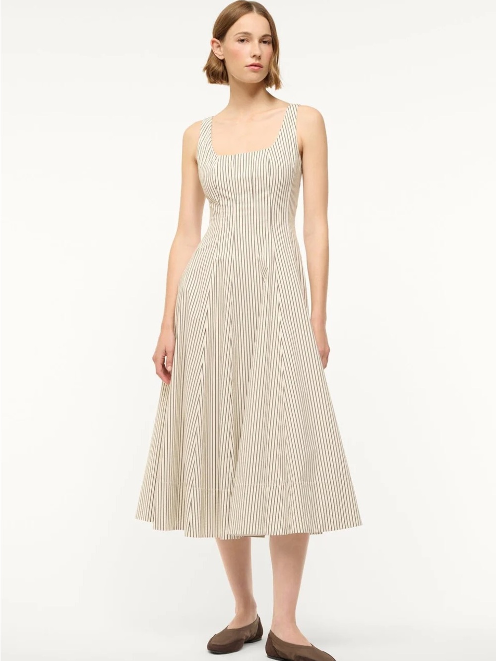 STAUD Wells Mid Dress striped